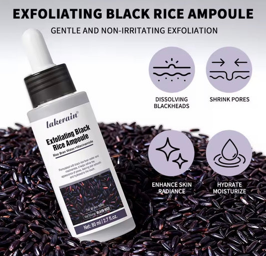 Ampoule Exfoliante au Riz Noir – Eau de Son de Riz + Niacinamide